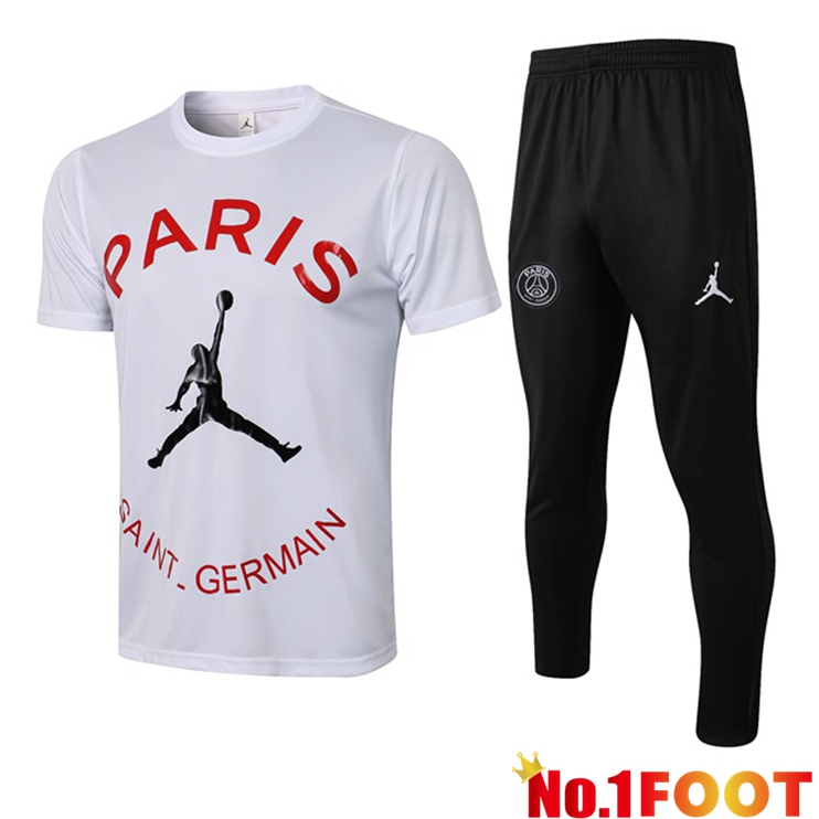 Paris PSG Jordan Training T Shirt + Pants White 2021/2022