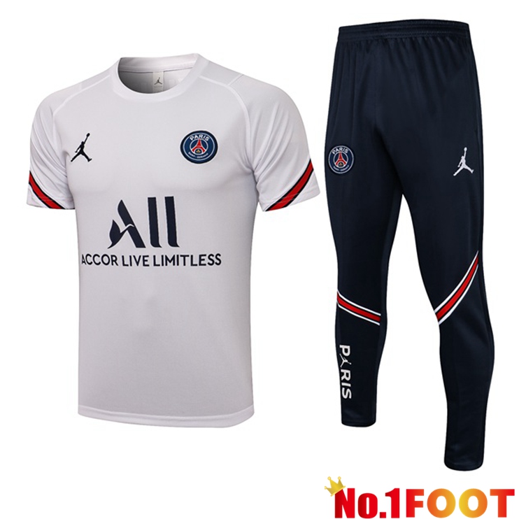 Paris PSG Jordan Training T Shirt + Pants White 2021/2022