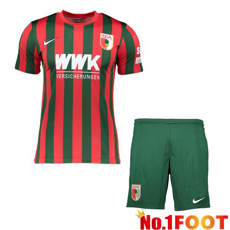 FC Augsburg Kids Home Jersey Red/Vert 2021/22