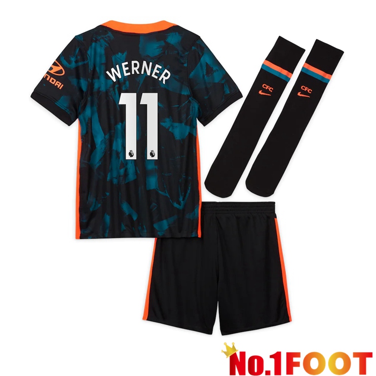 FC Chelsea (WERNER 11) Kids Third Jersey Green/Black 2021/2022