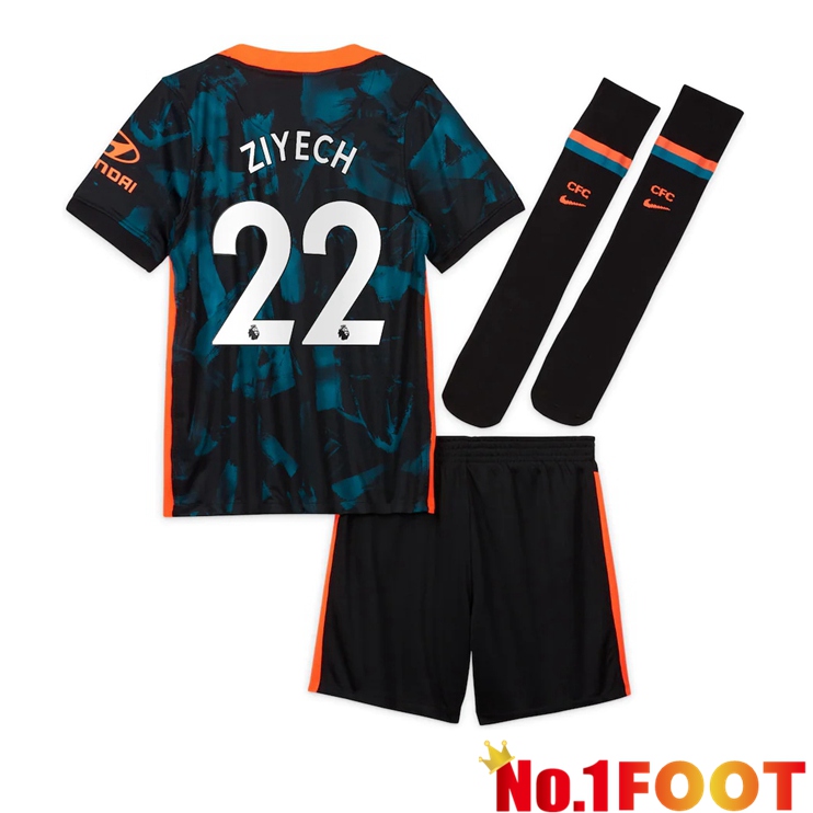 FC Chelsea (ZIYECH 22) Kids Third Jersey Green/Black 2021/2022