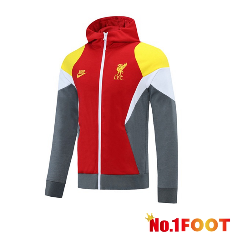 FC Liverpool Training Jacket Hoodie Red White Yellow 2021/2022