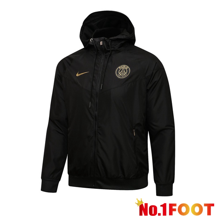 Paris PSG Training Jacket Windbreaker Hoodie Black 2021/2022