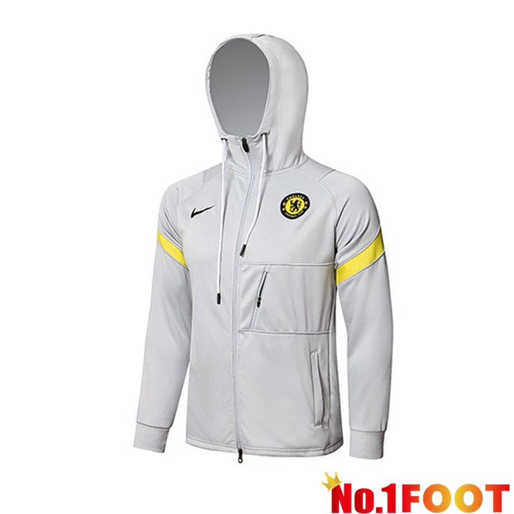 FC Chelsea Training Jacket Hoodie Grey 2021/2022