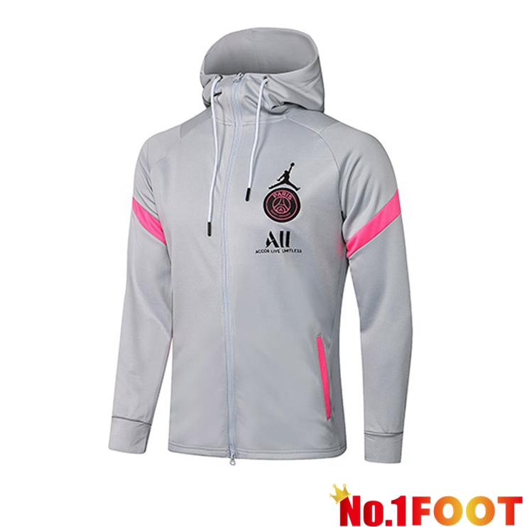 Jordan PSG Training Jacket Hoodie Light Grey 2021/2022