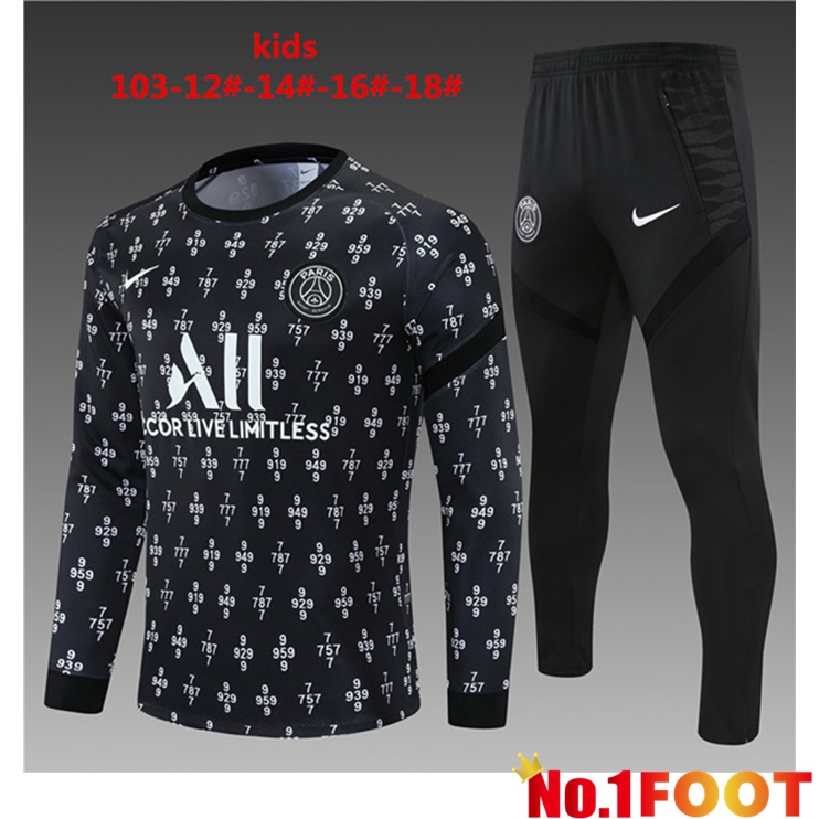 Paris PSG Kids Training Tracksuit Black 2021/2022