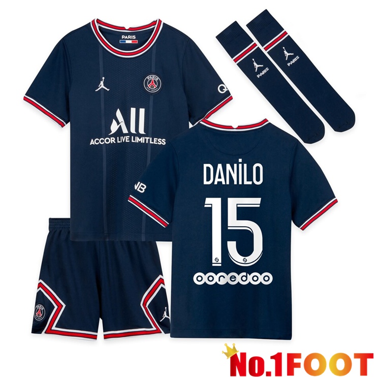 Paris Saint Germain (Danilo 15) Kids Home Jersey Blue 2021/2022