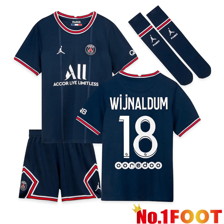 Paris Saint Germain (WIJNALDUM 18) Kids Home Jersey Blue 2021/2022