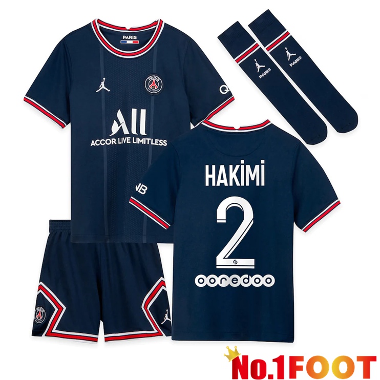 Paris Saint Germain (Hakimi 2) Kids Home Jersey Blue 2021/2022