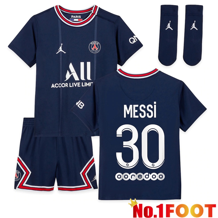 Paris Saint Germain (MESSI 30) Kids Home Jersey Blue 2021/2022