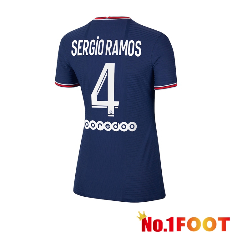 Paris Saint Germain（Sergio Ramos 4）Womens Home Jersey Blue 2021/2022