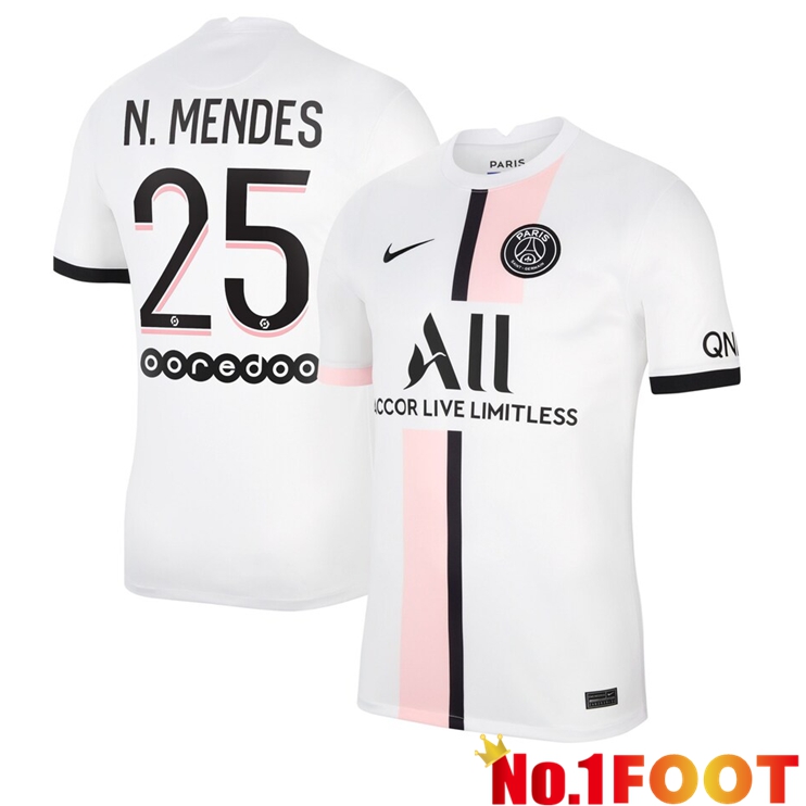 Paris Saint Germain (N.Mendes 25) Away Jersey White 2021/2022