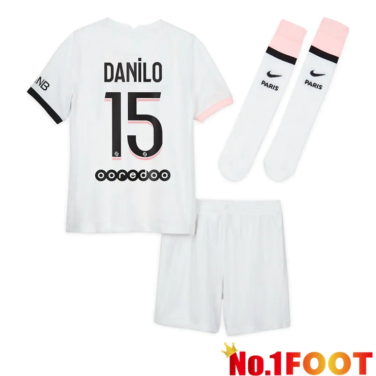 Paris Saint Germain (Danilo 15) Kids Away Jersey White 2021/2022