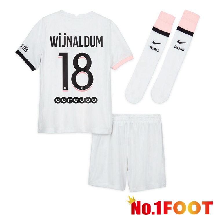 Paris Saint Germain (WIJNALDUM 18) Kids Away Jersey White 2021/2022