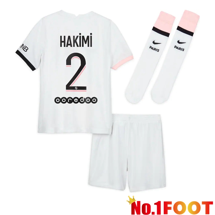 Paris Saint Germain (Hakimi 2) Kids Away Jersey White 2021/2022