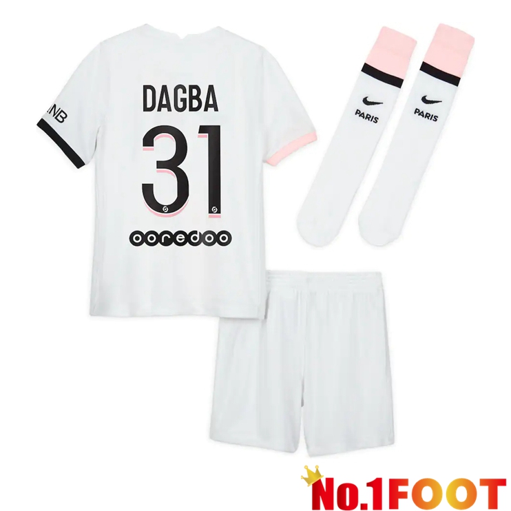 Paris Saint Germain (Dagba 31) Kids Away Jersey White 2021/2022