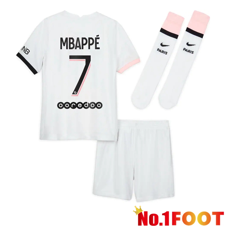 Paris Saint Germain (MBAPPE 7) Kids Away Jersey White 2021/2022