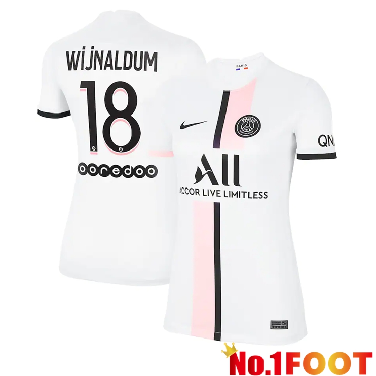 Paris Saint Germain（Wijnaldum 18）Womens Away Jersey White 2021/2022