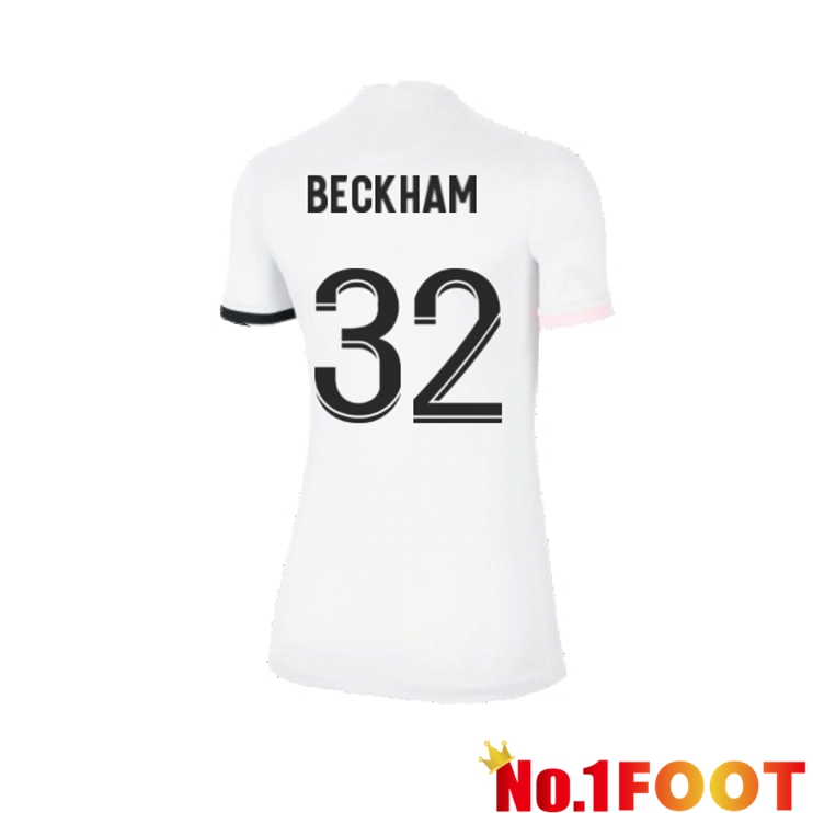 Paris Saint Germain（BECKHAM）Womens Away Jersey White 2021/2022