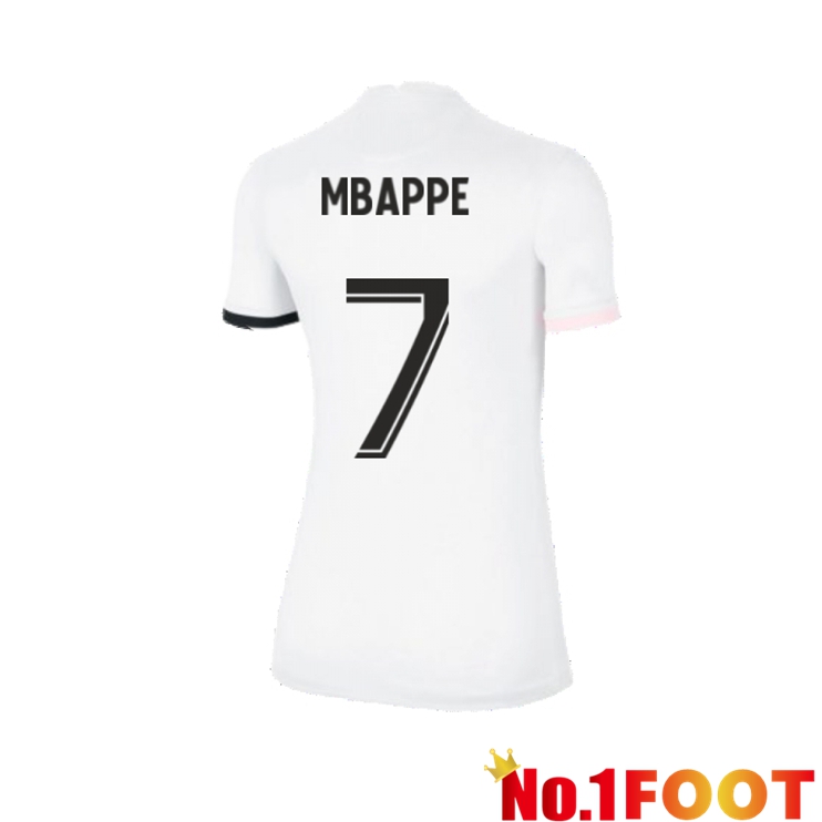 Paris Saint Germain（Mbappé 7）Womens Away Jersey White 2021/2022