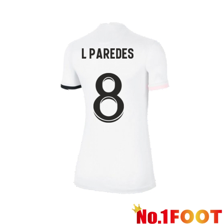 Paris Saint Germain（L.Paredes 8）Womens Away Jersey White 2021/2022