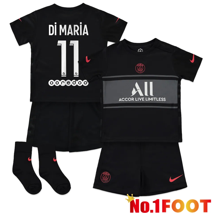 Paris Saint Germain (DI MARIA 11) Kids Third Jersey Black 2021/2022