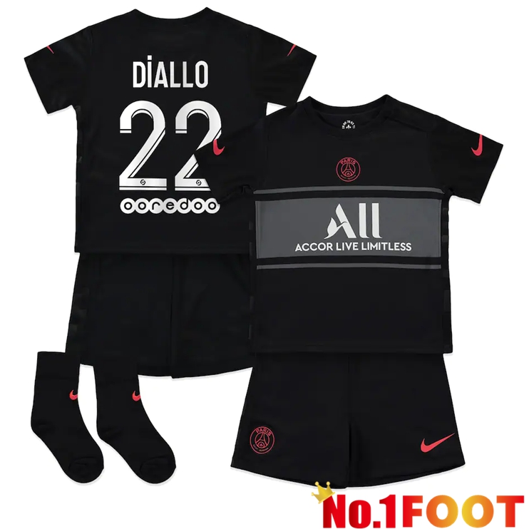 Paris Saint Germain (Diallo 22) Kids Third Jersey Black 2021/2022