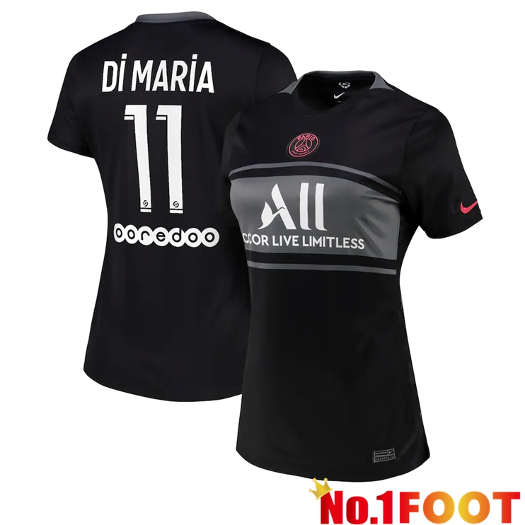 Paris Saint Germain（Di Maria 11）Womens Third Jersey Black 2021/2022