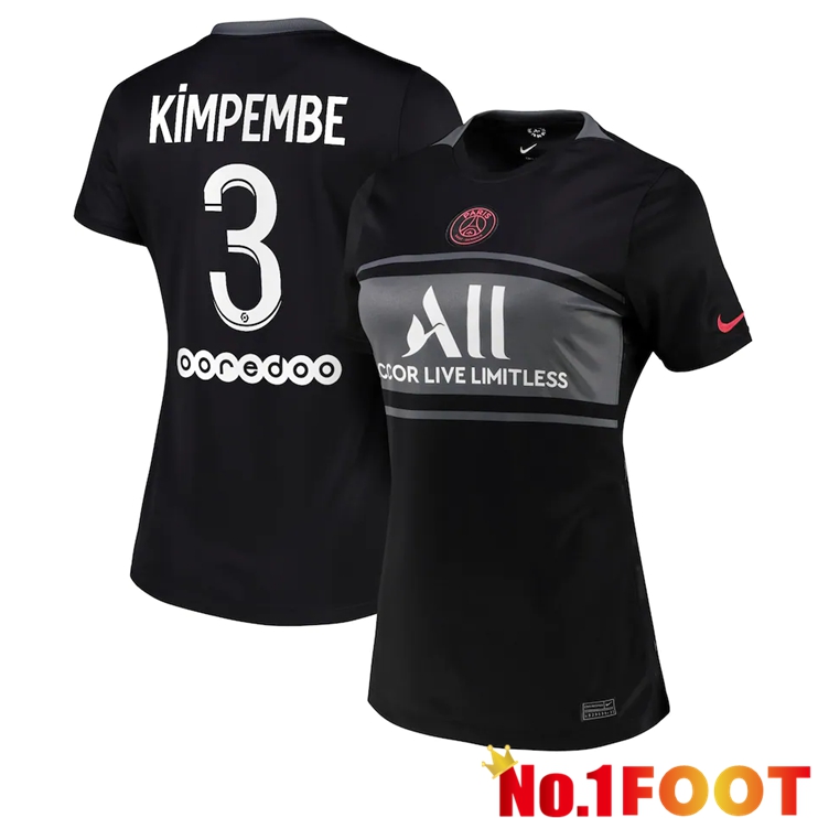 Paris Saint Germain（Kimpembe 3）Womens Third Jersey Black 2021/2022