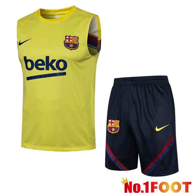 FC Barcelona Football Vest + Shorts Yellow 2021/2022