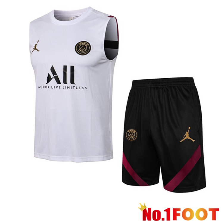 Paris PSG Jordan Football Vest + Shorts White 2021/2022