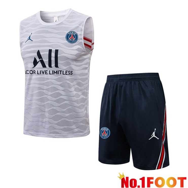 Paris PSG Jordan Football Vest + Shorts White 2021/2022