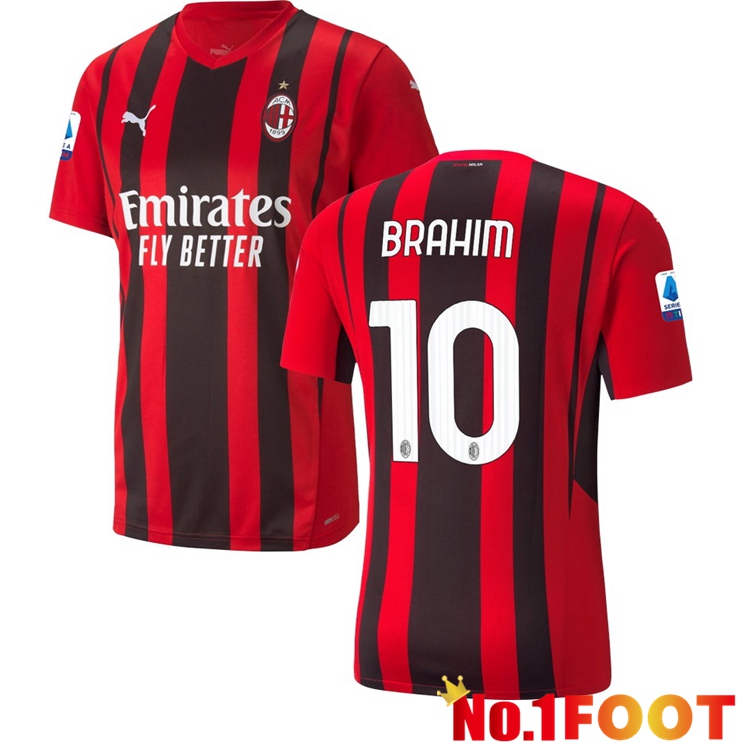 AC Milan（BRAHIM 10）Home Jersey Red/Black 2021/2022