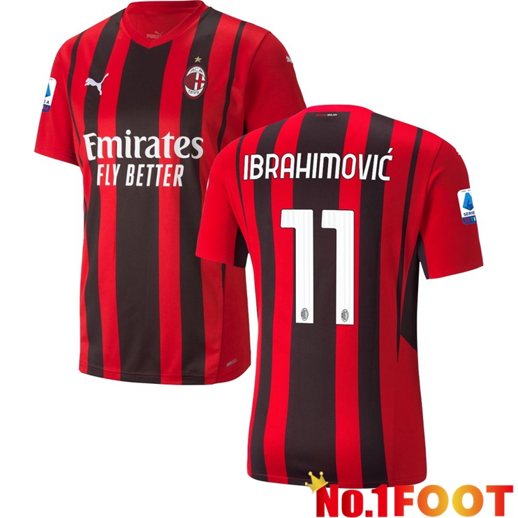 AC Milan（IBRAHIMOVIC 11）Home Jersey Red/Black 2021/2022