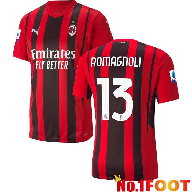 AC Milan（ROMAGNOLI 13）Home Jersey Red/Black 2021/2022