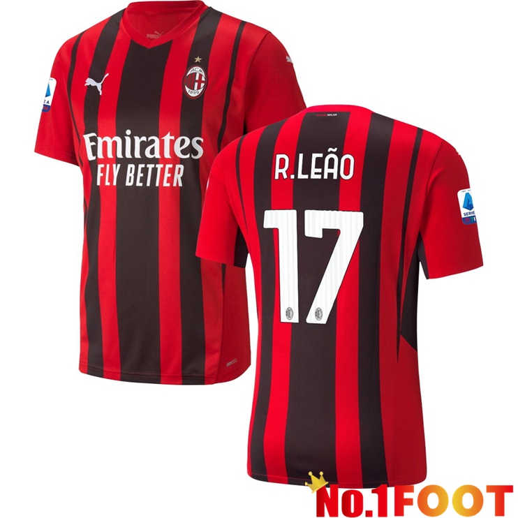 AC Milan（R.LEAO 17）Home Jersey Red/Black 2021/2022