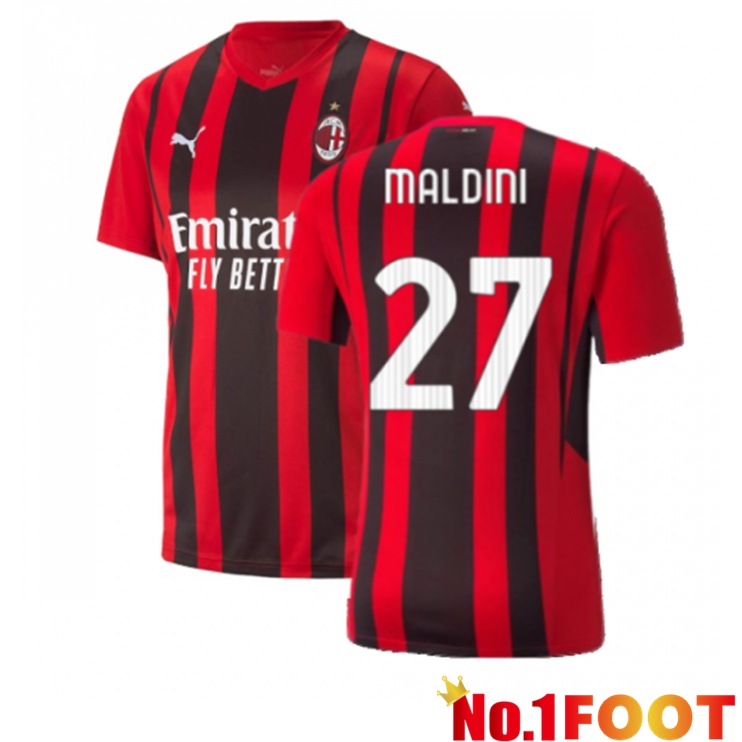 AC Milan（MALDINI 27）Home Jersey Red/Black 2021/2022