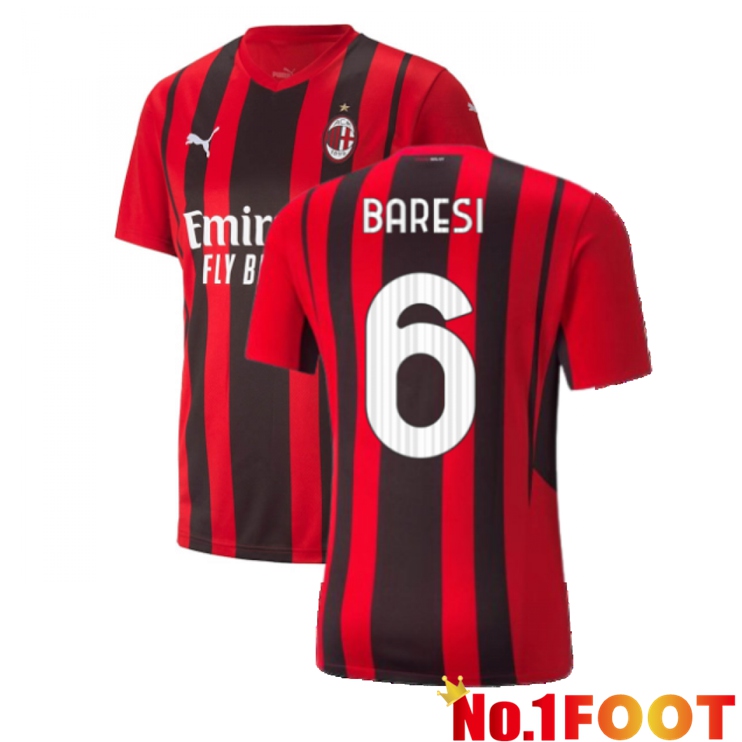 AC Milan（BARESI 6）Home Jersey Red/Black 2021/2022