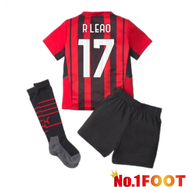 AC Milan（R.LEAO 17）Kids Home Jersey Red/Black 2021/2022