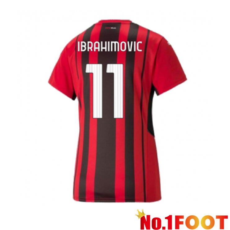 AC Milan（IBRAHIMOVIC 11）Womens Home Jersey Red/Black 2021/2022