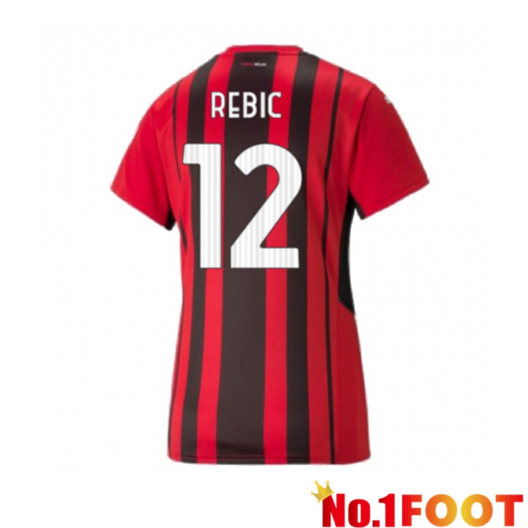 AC Milan（A.REBIC 12）Womens Home Jersey Red/Black 2021/2022