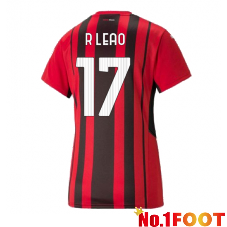 AC Milan（R.LEAO 17）Womens Home Jersey Red/Black 2021/2022