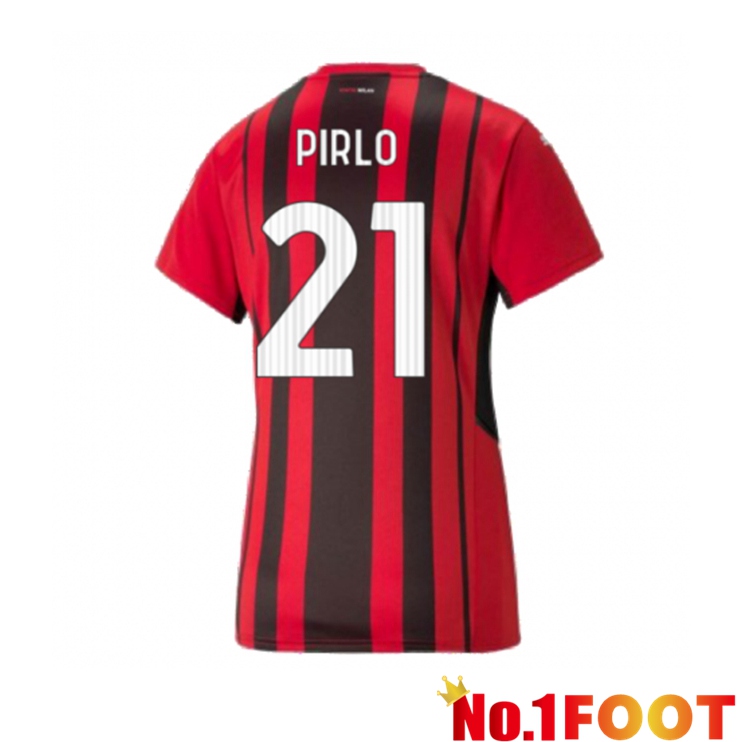 AC Milan（PIRLO 21）Womens Home Jersey Red/Black 2021/2022