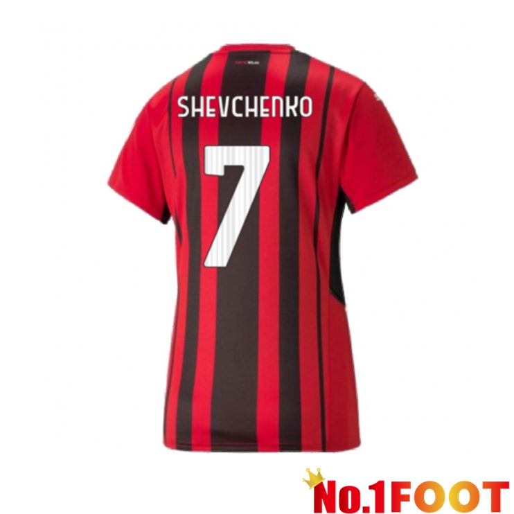 AC Milan（SHEVCHENKO 7）Womens Home Jersey Red/Black 2021/2022