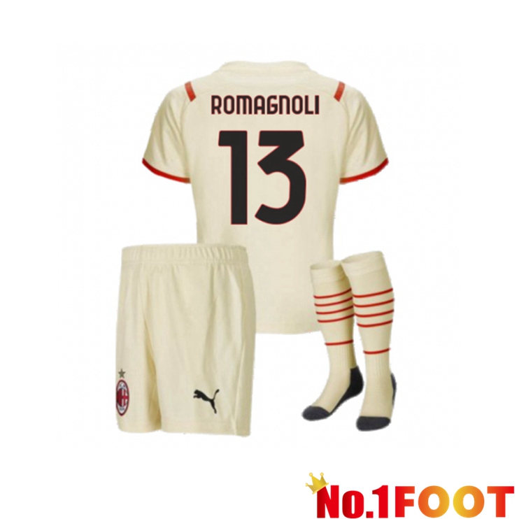 AC Milan（ROMAGNOLI 13）Kids Away Jersey Beige 2021/2022