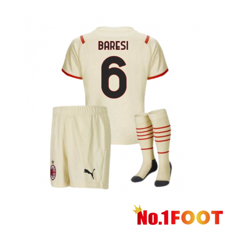 AC Milan（BARESI 6）Kids Away Jersey Beige 2021/2022