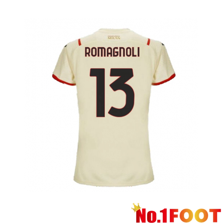 AC Milan（ROMAGNOLI 13）Womens Away Jersey Beige 2021/2022