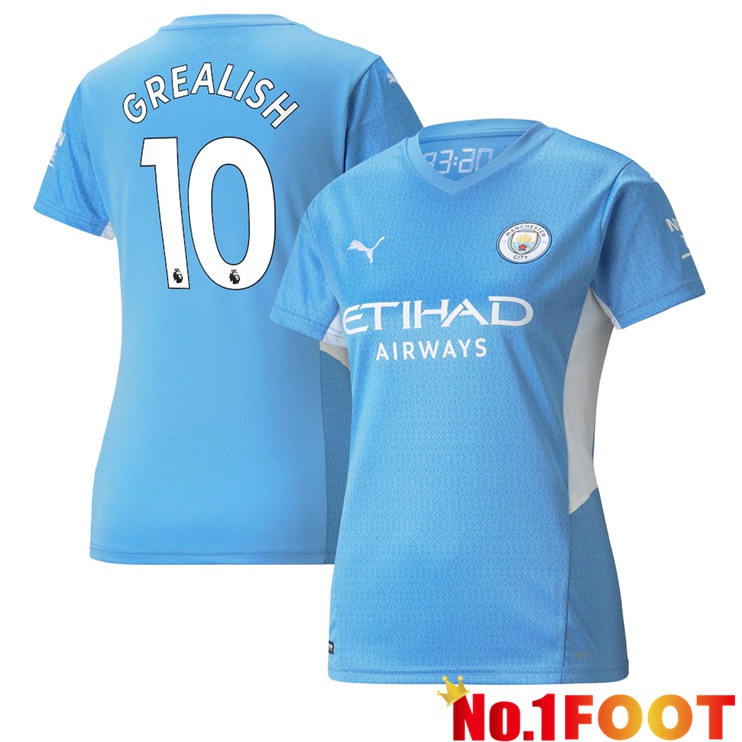 Manchester City (GREALISH 10) Womens Home Jersey Light Blue 2021/2022