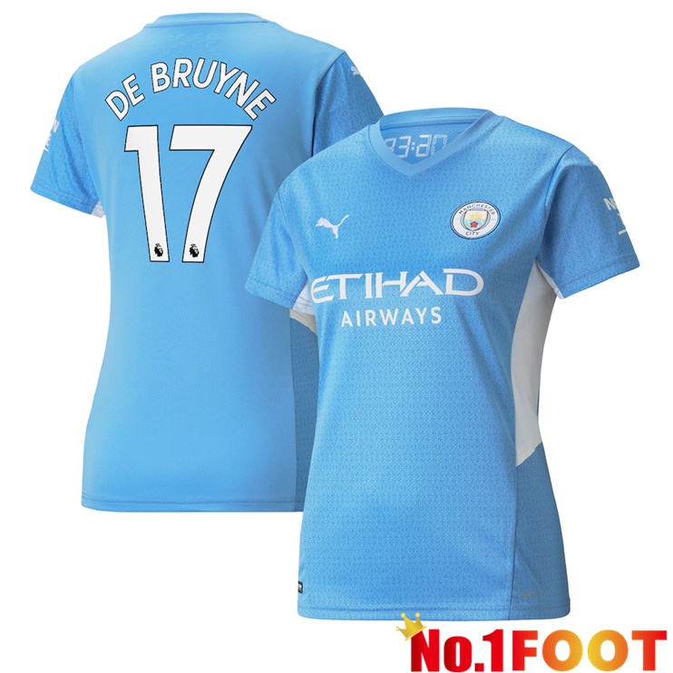 Manchester City (DE BRUYNE 17) Womens Home Jersey Light Blue 2021/2022