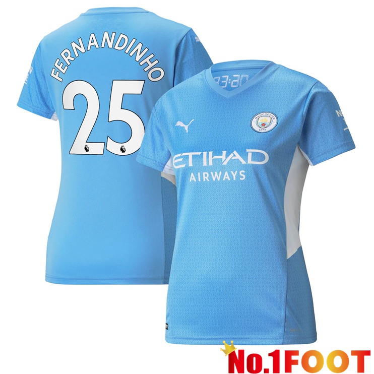 Manchester City (FERNANDINHO 25) Womens Home Jersey Light Blue 2021/2022